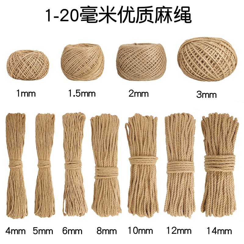 Çətənə ipi ip bağlayıcı ip dekorativ xətt diy nazik qalın pişik əl ilə toxunmuş çətənə sapı rəngli material uşaq bağçası kiçik