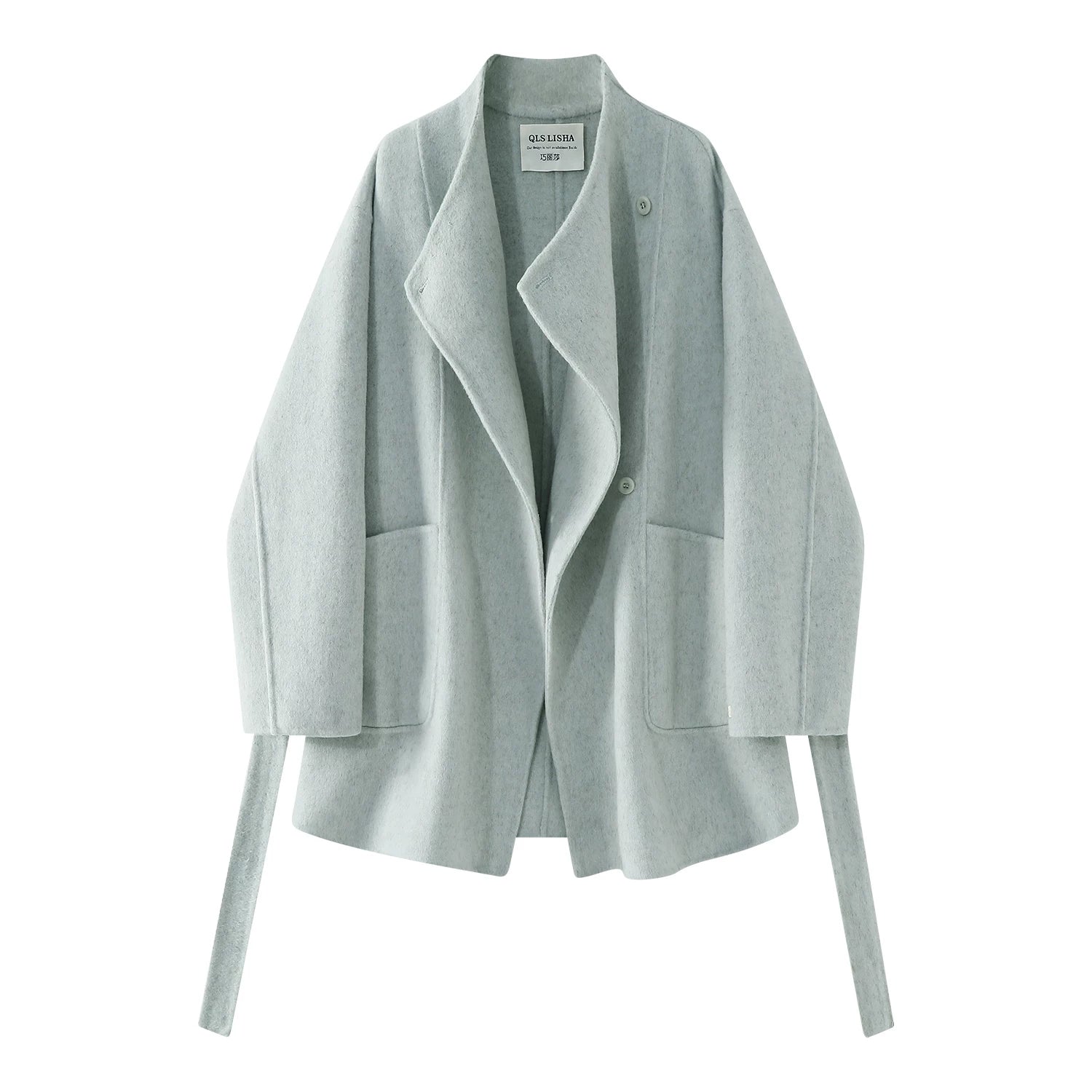 Qiao Lisa-nın qadınlar üçün super gözəl qara yun paltosu, Hepburn üslubunda, yüksək səviyyəli, qalın iki tərəfli yun yeni qış paltosu