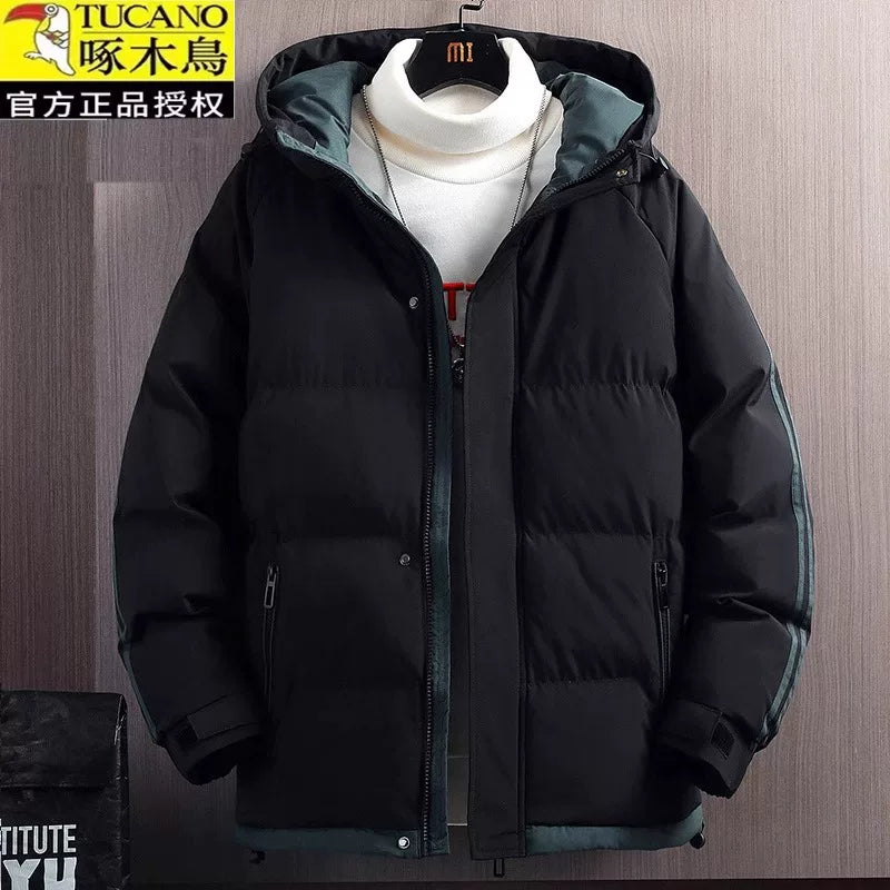 Woodpecker Kişilər üçün Aşağı Gödəkçə, Qış Şort Modeli, 2025 Yeni Gündəlik Pambıq Yastıqlı Gödəkçə, Başlıqlı, Çoxfunksiyalı, Qalın Pambıq Yastıqlı Palto, Dəbli