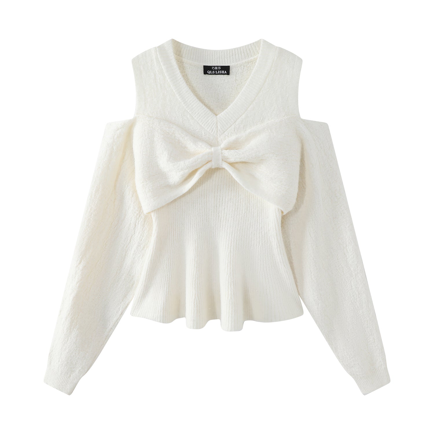Qadınlar üçün Chorissa fransız üslubunda ağ sviter, payız və qış Milad üslubunda, unikal dizayn, yumşaq və gənc V-yaxalı top