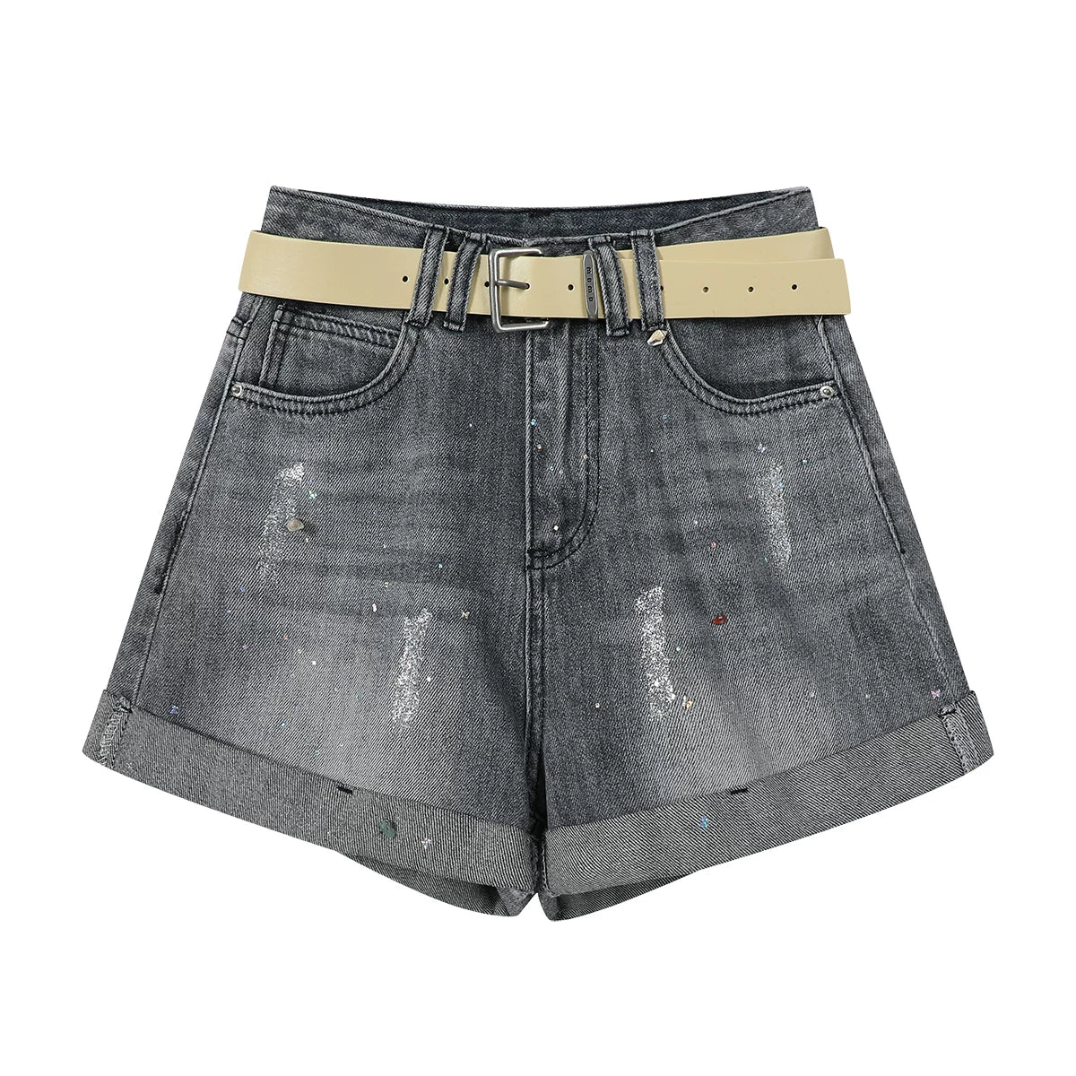 Cholisa Yay Nazik, Dartılmış Bükülmüş Şalvar, Nişalı Ağır Dizayn, Super Dəbli 2025 Qadınlar üçün Denim Şort