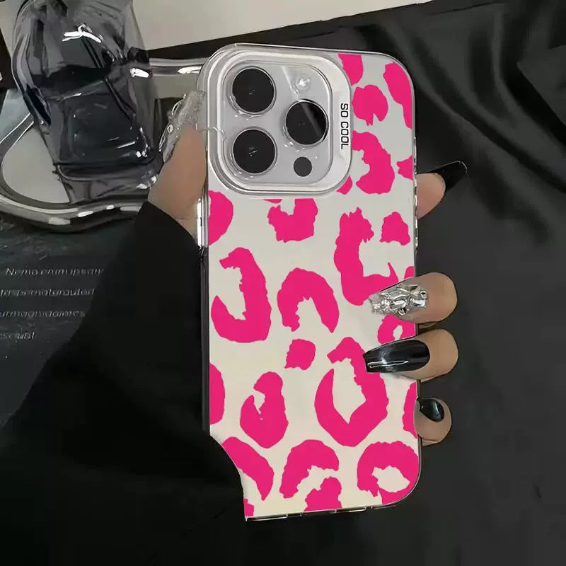 iPhone 16 üçün Case Leopard Print Elektroplat Silver Phone C