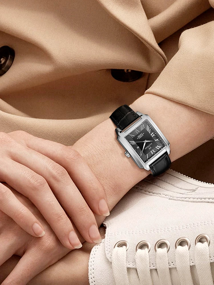 Besto kvadrat qadın saatı, dəbli və sadə mexaniki saat, suya davamlı, dəbli Yapon və Koreya üslubunda qadın saatı, kvars saat.