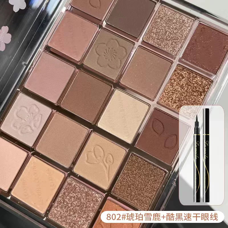 Late Cherry Blossom Dance 20 Rəngli Göz Kölgəsi Palitrası 2023 Yeni Buraxılış: Mat və Parıltılı Torpaq Palitrası, Süd Çayı Üslubunda, Hər Gün, Tələbə, Payız/Qış, Koreya Üslubunda