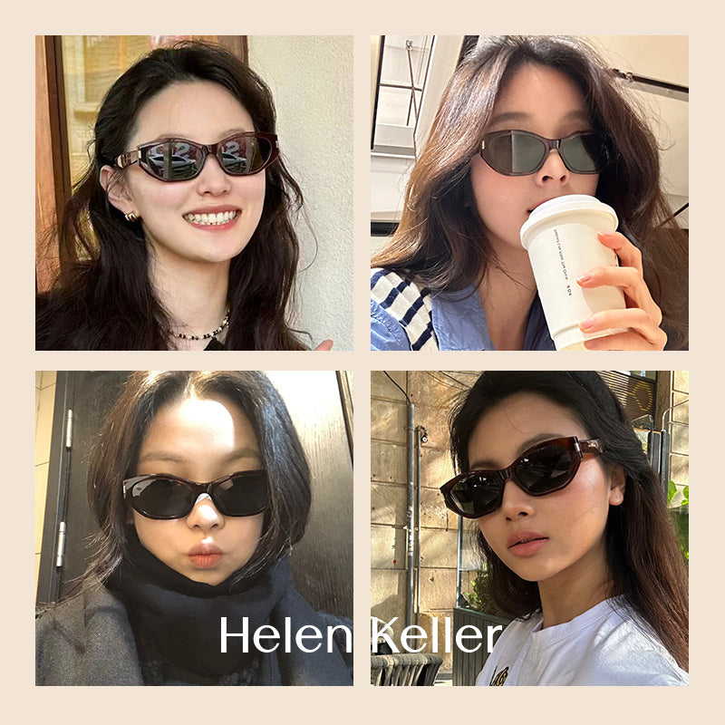 [Coco Mirror] Helen Keller Cat Eye Qadın Trendy Dar Çərçivə Anti-UV Günəş Eynəyi H2606