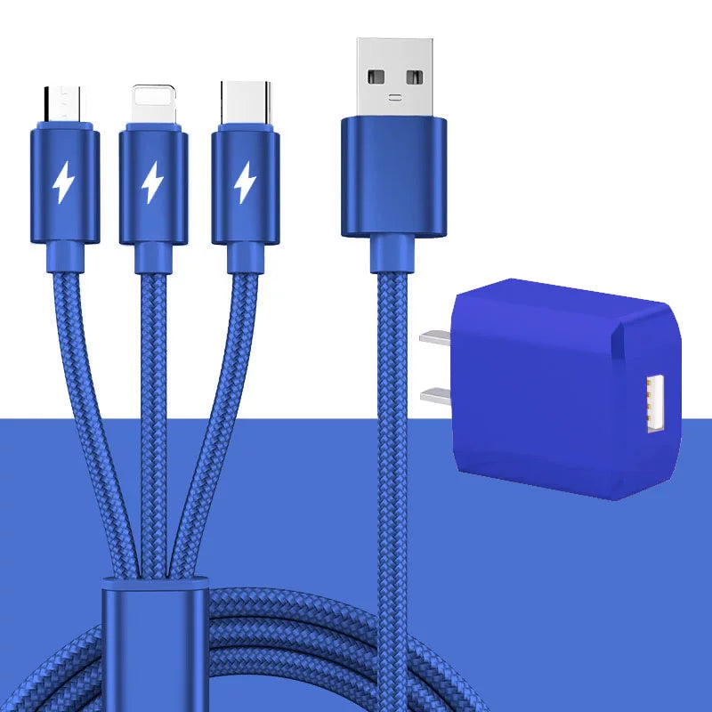 Apple Android Huawei Xiaomi vivop mobil telefonu üçün uyğun uzadılmış 2 metrlik birdən üçə qədər məlumat kabeli sürətli şarj kabeli çox başlı