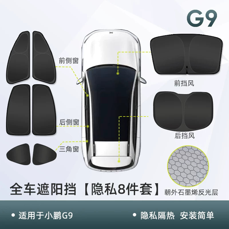 Aochebang Xiaopeng G9 Xüsusi Avtomobil Pəncərəsi Günəş Şüşəsi Pərdəsi, Ön Şüşə Günəş Şüşəsi, İstilik İzolyasiyası və Soyutma, Lyuk Günəş Şüşəsi