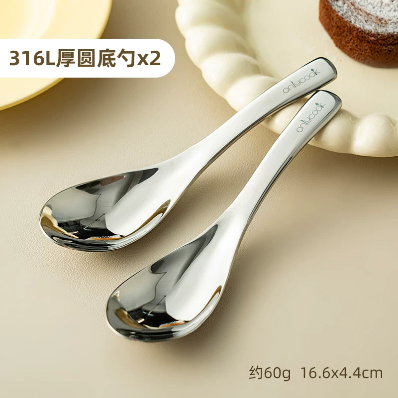 onlycook qalınlaşdırılmış 316L paslanmayan polad qaşıq qida dərəcəli qaşıq məişət qaşığı qaşıq uşaq masa qaşığı düyü qaşığı