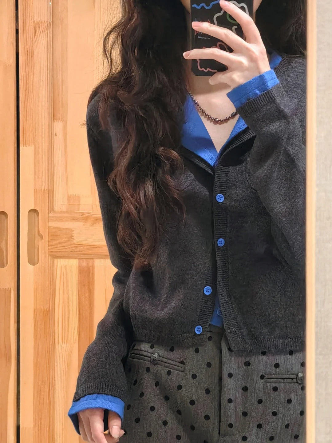 [Düzgün Versiya] Qadınlar üçün rəngli süni iki hissəli toxunma sviter, payız üslubunda, rahat və yumşaq hırka, retro uzunqol köynək