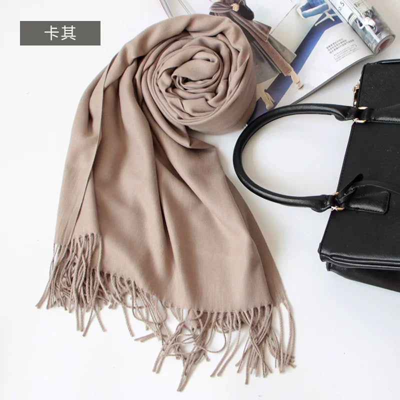 2024 monochrome tassel shawl thickened winter scarf