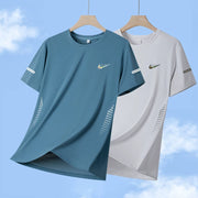 Niketon Buz İpək T-shirt Kişi Boş Dəyirmi Yaxa Qısaqol Yay Nazik Sərin Tez Quruyan İdman və İstirahət T-shirti