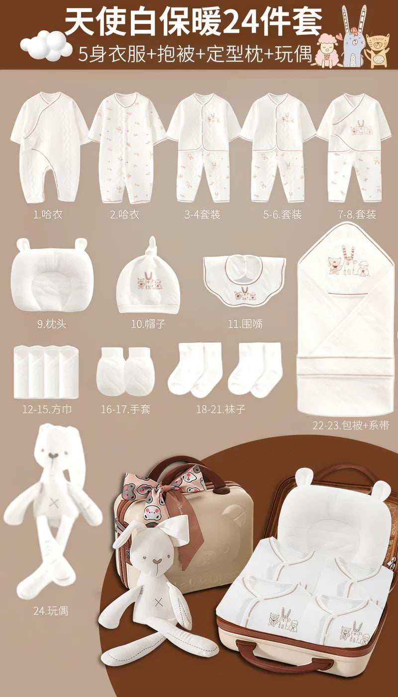 Yenidoğulmuş körpə geyimləri hədiyyə qutusu payız və qış dəsti, yeni doğulmuş körpənin bir aylıq qeyd etmə hədiyyəsi, yüksək səviyyəli ləvazimatlar