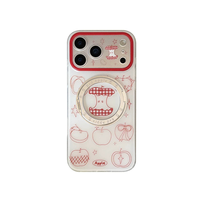 eyekey·ins qraffiti qırmızı alma şokoladlı pudinq iphone17pro max mobil telefon qutusu Apple 15 yeni pivot 16 fırlanan 360 mötərizə 17pro yıxılmağa qarşı yumşaq qabıq