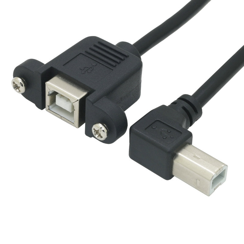 Dirsəkli USB çap portu kişidən qadına uzatma kabeli USB-B kişidən qadına uzatma kabeli Canon HP printer məlumat uzantısı üçün uyğun vida dəliyi ilə