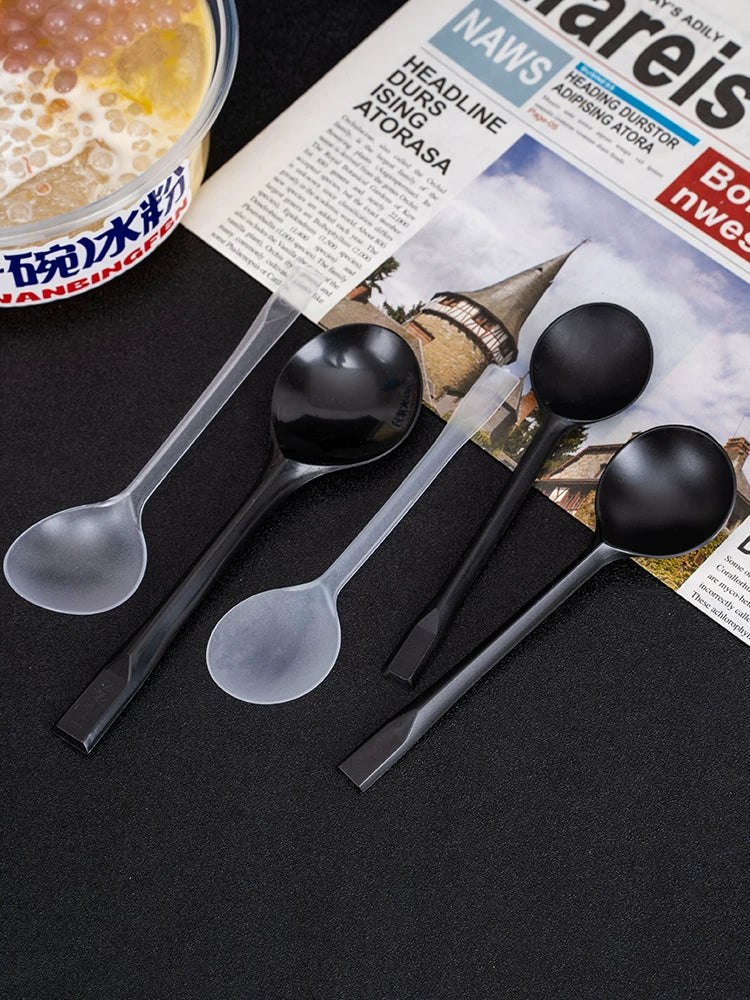 Birdəfəlik qaşıqlar, fərdi qablaşdırılmış desert plastik qaşıqları, buz tozu qaşıqları, taro top meyvə qaşıqları, ticarət böcəyi qaşıqları