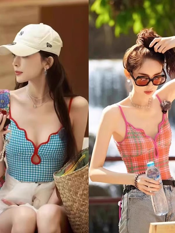 Nazha'nın qadınlar üçün eyni üslublu çimərlik paltarı 2026 yeni bir parça seksi arxasız internet məşhur tətil çəhrayı bikini isti yaz çimərlik paltarı