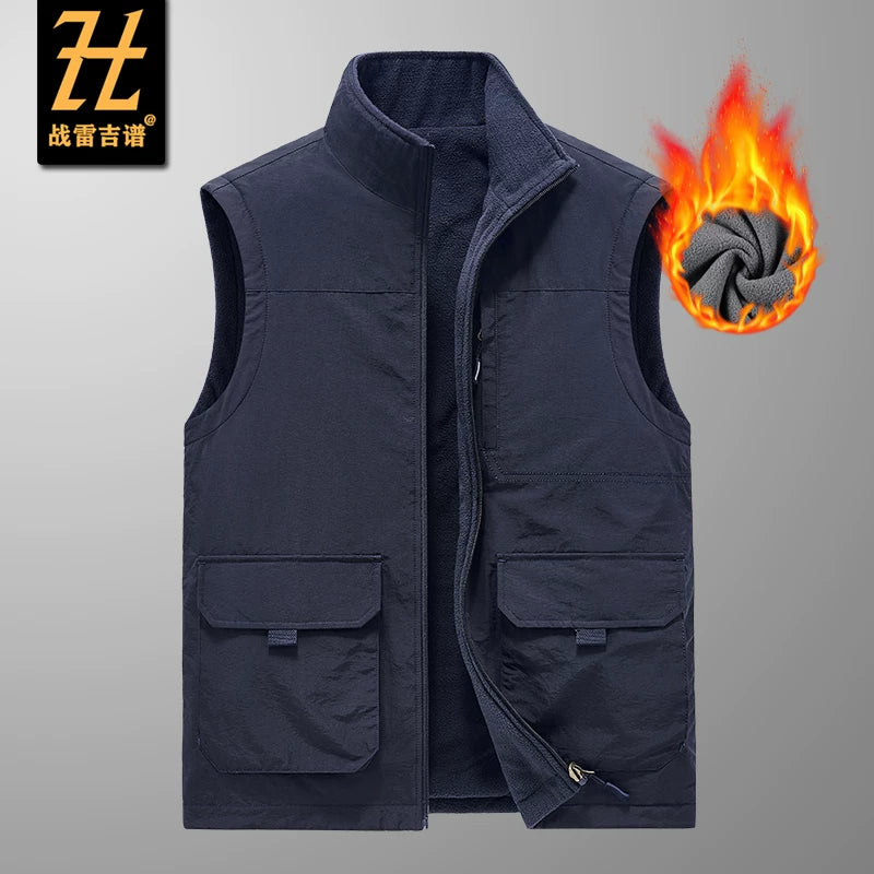 Çoxlu cibli, yun astarlı, böyük ölçülü, payız/qış üslubunda, geri çəkilə bilən kişi idman və açıq hava jileti