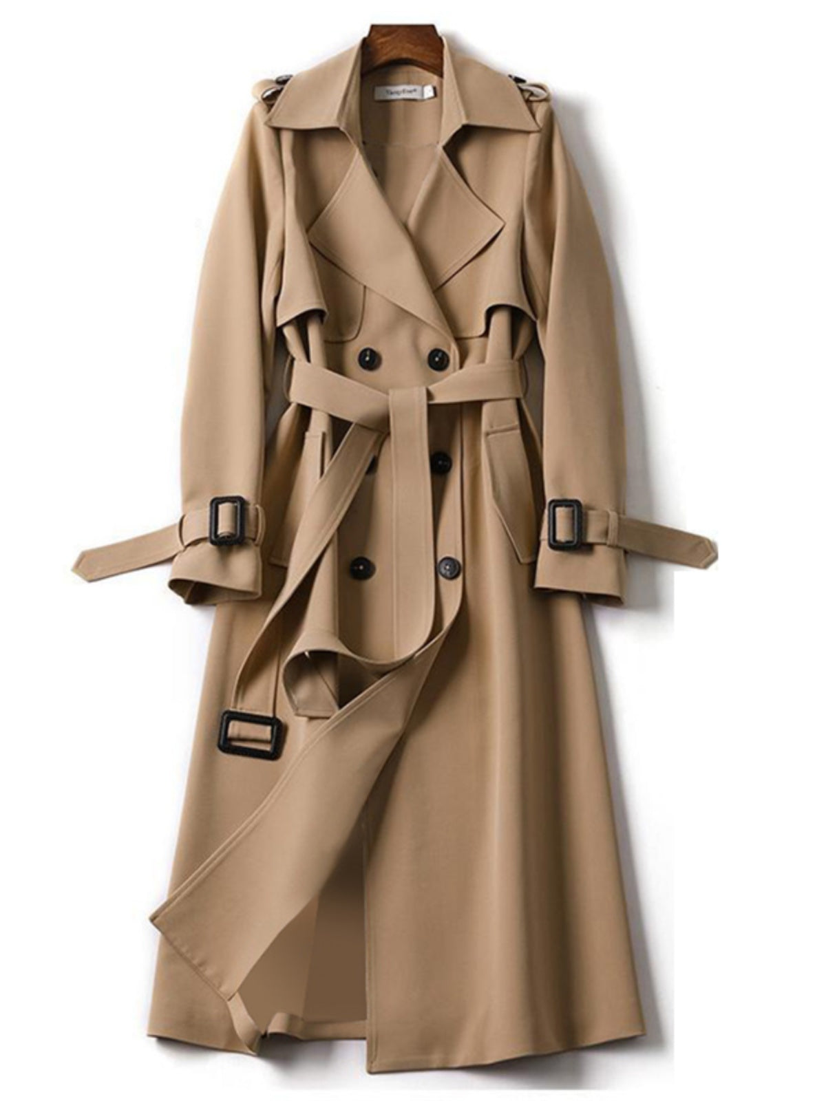 Qadın üçün böyük ölçülü uzun palto, qırmızı trençkot.