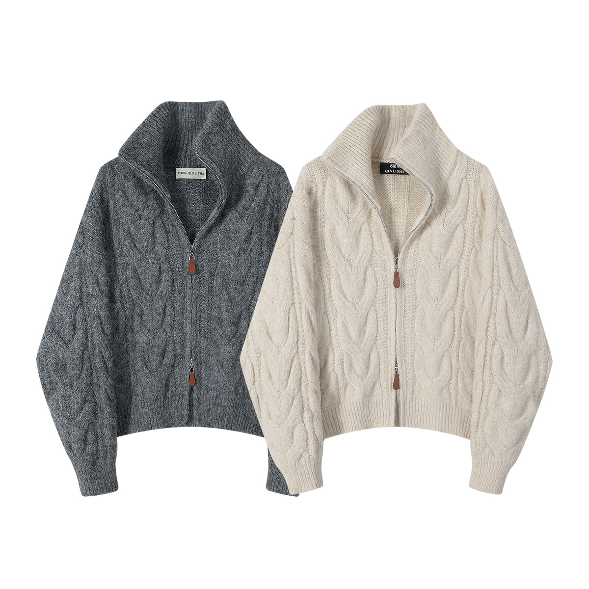 Cholisa Koreya üslubunda dizaynlı hündür yaxalı hırka, yumşaq və rahat sviter, qadın payız və qış üçün unikal trikotaj top.