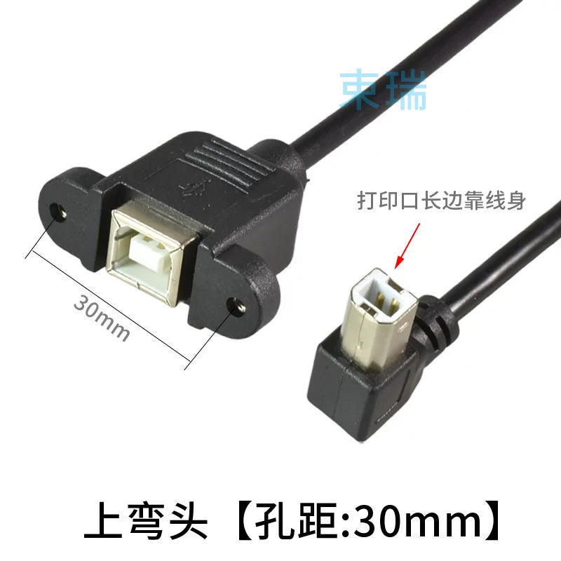Sağ bucaqlı USB B tipli kişidən qadına sol və sağ 90 dərəcə dirsək printer skaneri uzadılması kvadrat port kişidən qadına USB-B kişidən B qadına sabit qulaq məlumat kabeli ilə