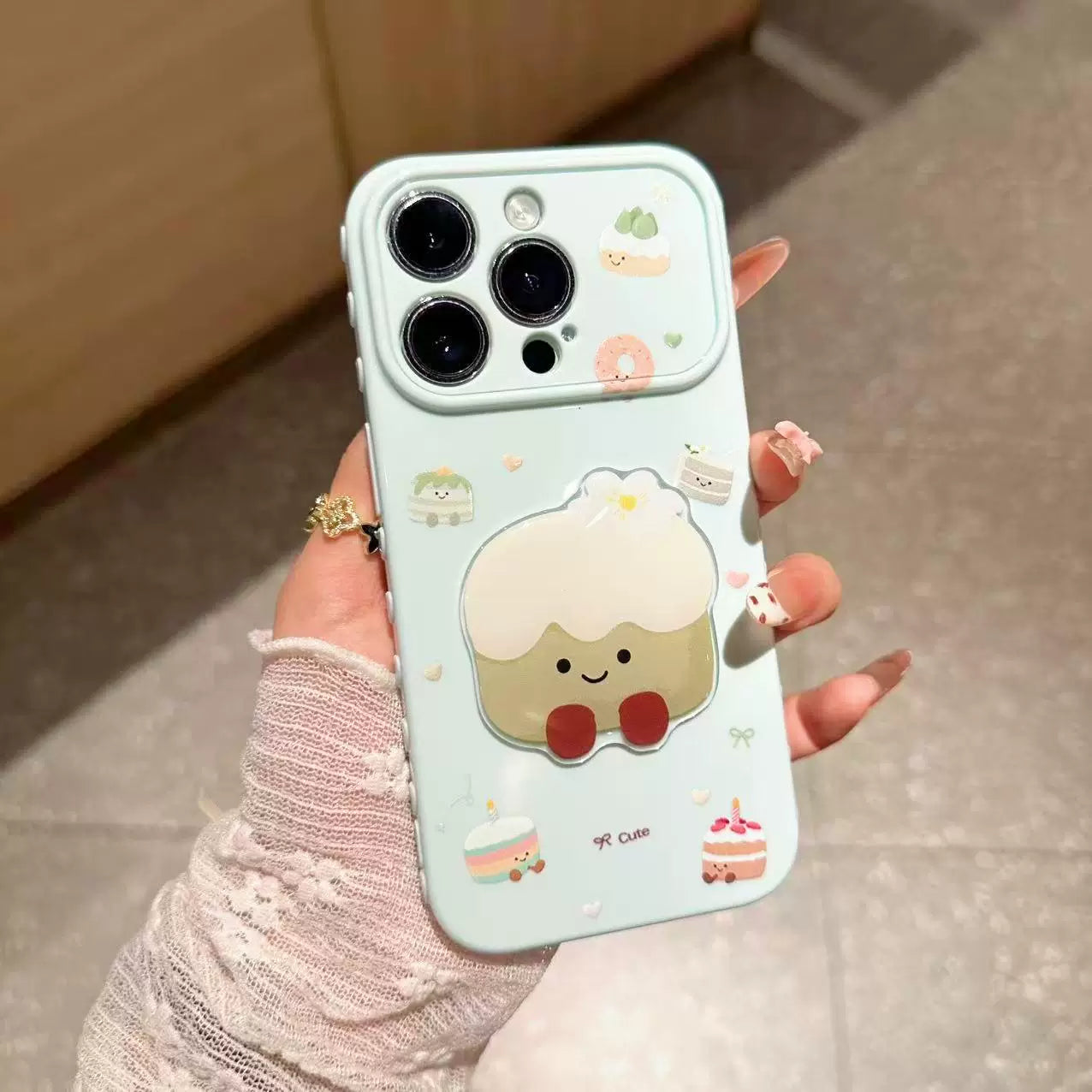 Ins üslubunda sevgi çərçivəsi pəncərəsi iPhone17/16promax mobil telefon üçün uyğundur Apple 15/16pro cizgi filmi şirin tort yamağı Xiaomi 13/14/15/17 düşməyə qarşı findx8/9