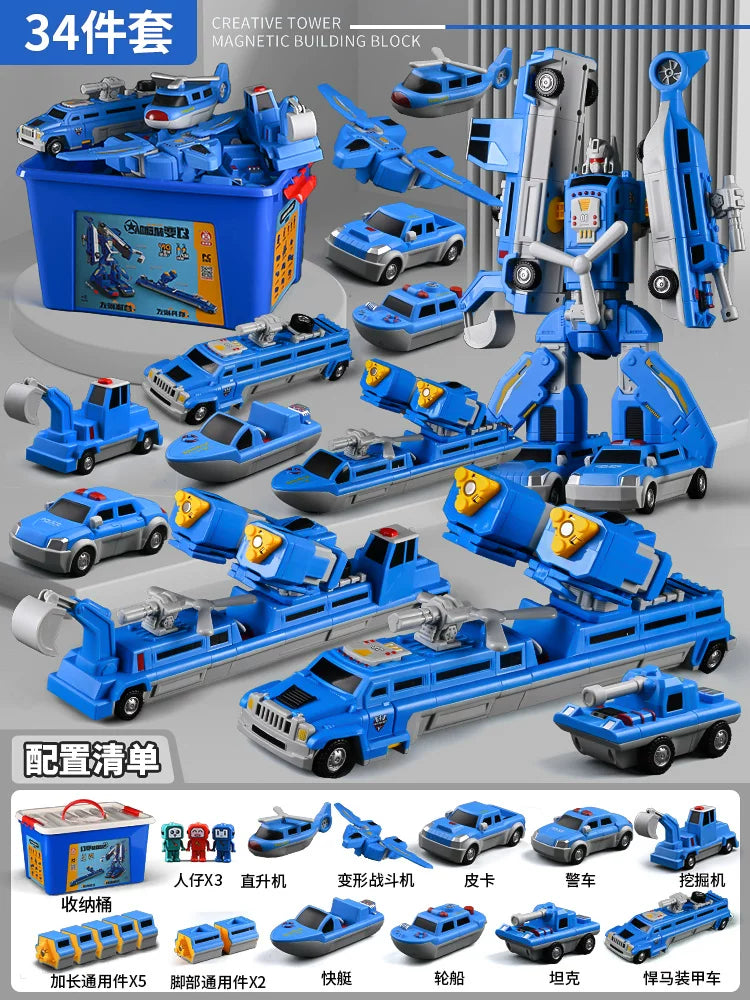 Maqnit tikinti blokları, uşaq oyuncaqları, təhsil, transformasiya, montaj, mühəndislik vasitəsi, robot, 6 yaşlı uşaqlar üçün Milad hədiyyəsi.