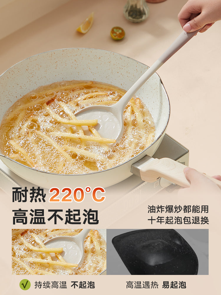 Cuidahuang silikon spatula, yapışmayan tava, xüsusi qida dərəcəli yüksək temperatura davamlı silikon yemək spatula, süzgəc və şorba qaşığı dəsti