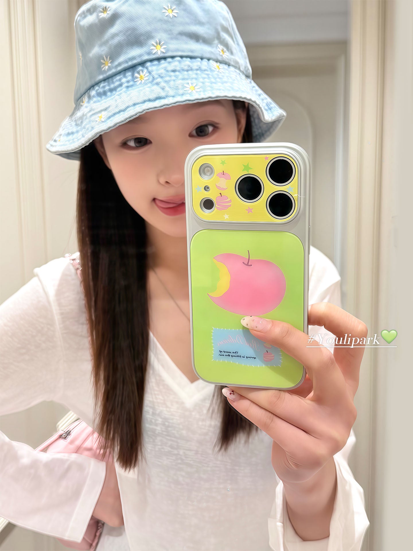 Yuri Park ins Koreya Bahar Əhəng Kontrast Rəng Çəhrayı Apple İllüstrasiyası 17 17pro Apple 17ProMax mobil telefon qutusu iPhone16 hər şey daxil 14 yeni 16Promax qoruyucu örtük 13