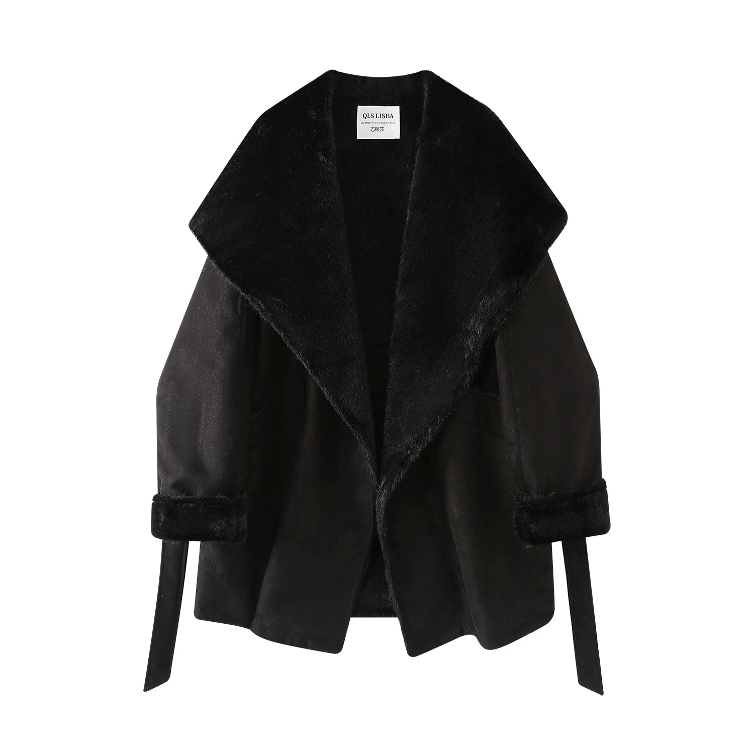 Cholisa Hepburn üslubunda qırxılmış palto, qış üçün yun astarlı, zərif orta uzunluqlu qadınlar üçün zamşa palto, çox gözəl.