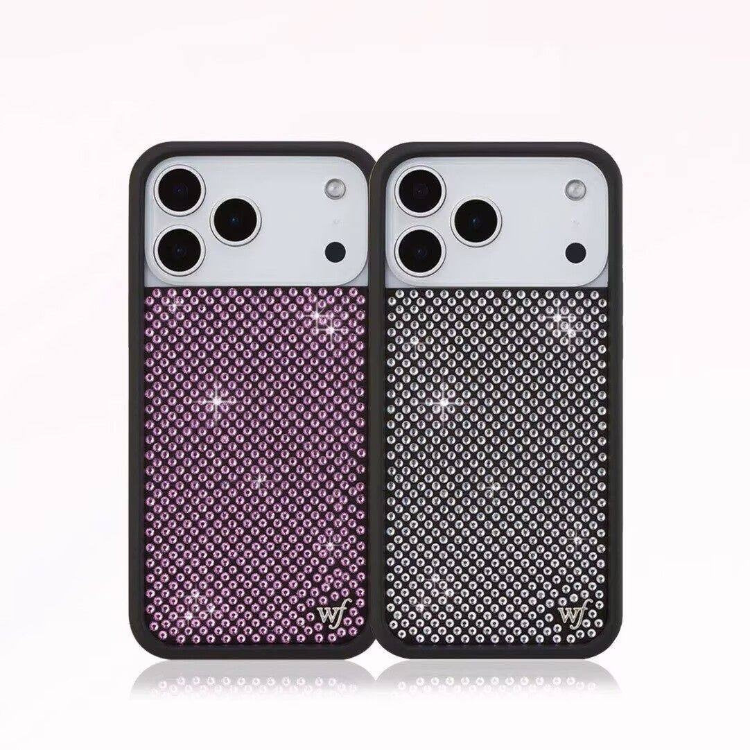Apple 17promax parıldayan almaz telefon qutusu 14/13/15/16pro/plus star eyni üslublu wf rhinestone qutusu üçün uyğun WFWE birgə markalı parlaq seriyalı almaz telefon qutusu