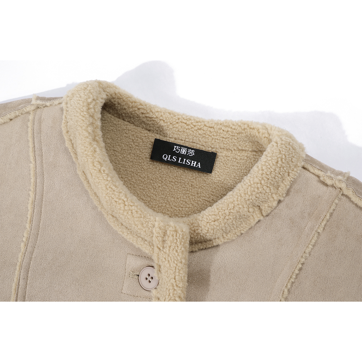 Chorlisa shearling qadınlar üçün dairəvi yaxalı palto, payız və qış, şık və dəbli, geri çevrilə bilən palto.