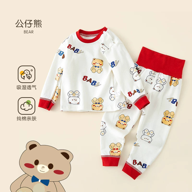 Körpə termal alt paltarı dəsti, təmiz pambıq, alt paltarı, qarın qoruyucusu, payız geyimləri, oğlan və qızlar üçün uzunqol pijamalar, uşaq ev geyimləri