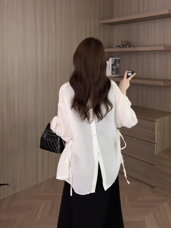 Böyük ölçülü qadınlar üçün gündəlik, ətəkləri bölünmüş nazik günəşdən qoruyucu köynək, uzunqol, yeni yay üslubunda, geniş formalı, böyük ölçülü qadınlar üçün arıqladıcı gödəkçə/top.