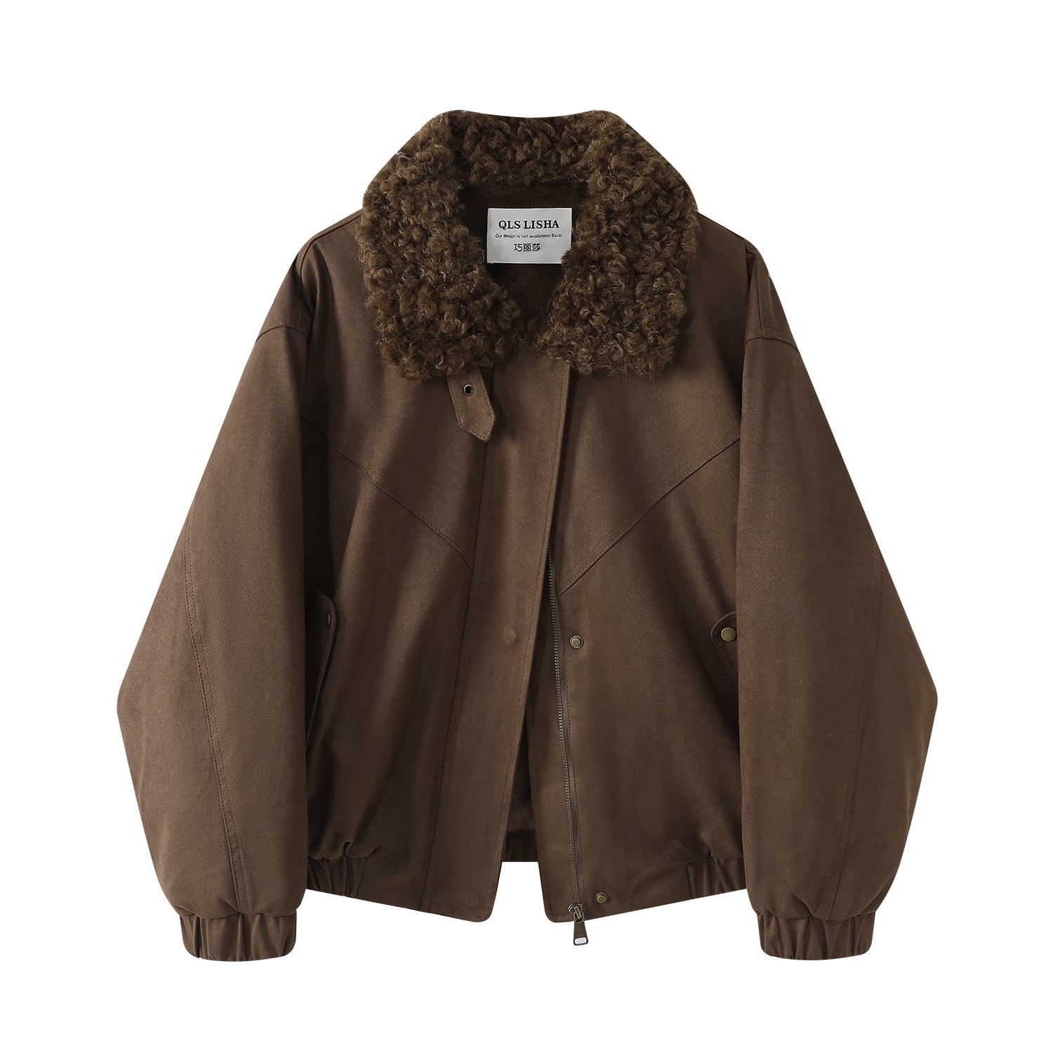 Cholisa Payız/Qış Yeni Maral Dərisi Yun Astarlı Qalın Palto Qadın Merard Retro Yaxa İsti Gödəkçə Top