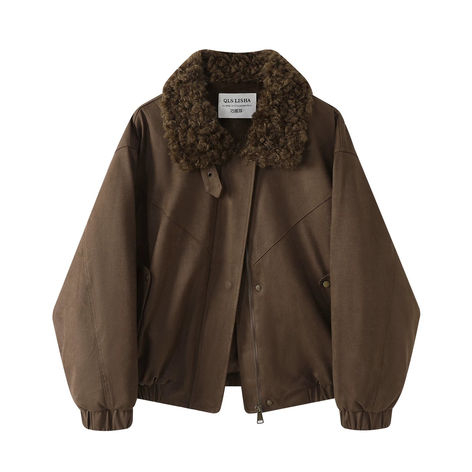 Cholisa Payız/Qış Yeni Maral Dərisi Yun Astarlı Qalın Palto Qadın Merard Retro Yaxa İsti Gödəkçə Top