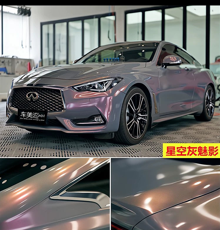 Pethuayue Pudra Rəng Dəyişən Film Tam Avtomobil Qapağı Fantaziya Vulkanik Kül Avtomobil Filmi Rəng Dəyişən Parlaq Qara Tpu Görünməz Avtomobil Filmi