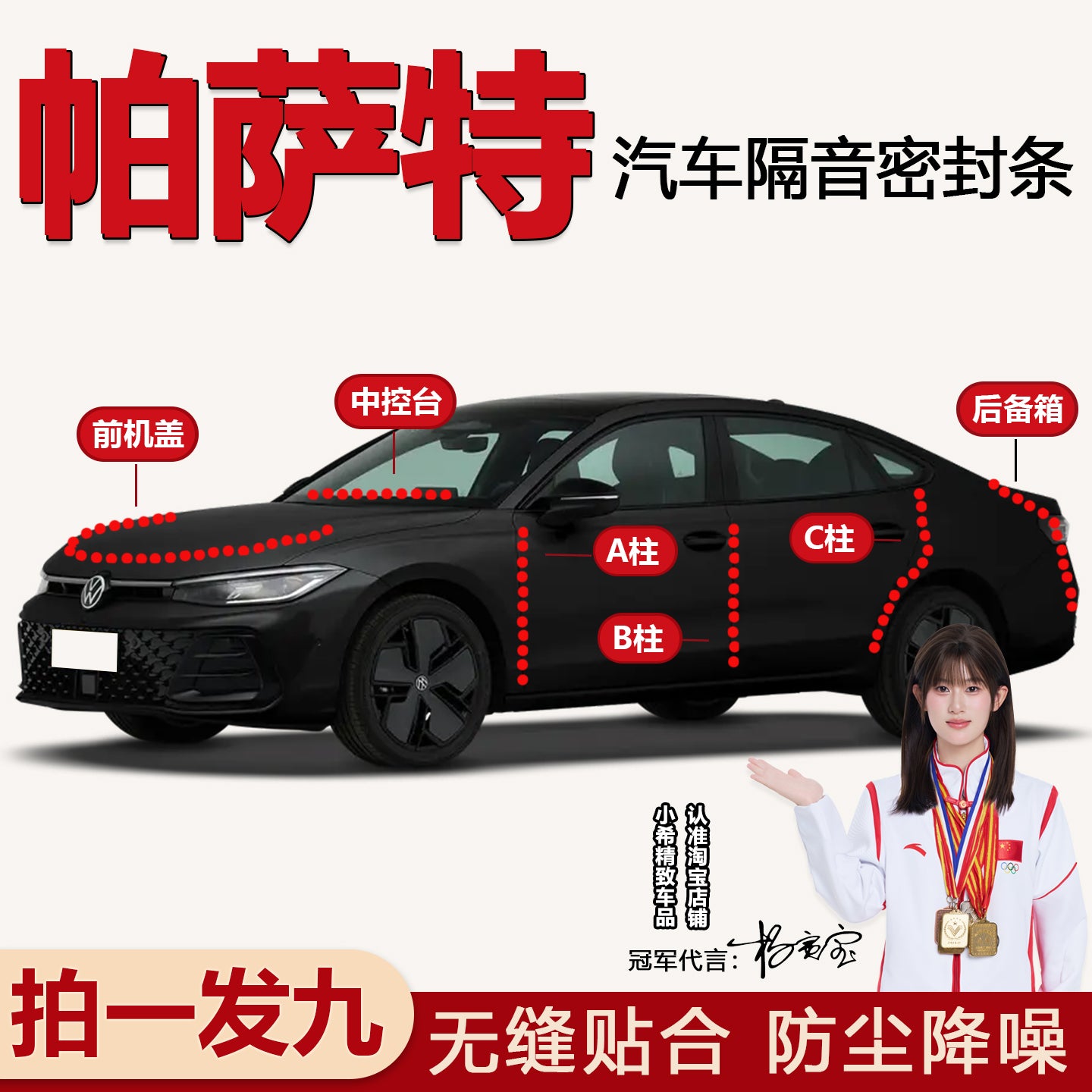 Volkswagen Passat/Passat Pro car sealing strips, A, B, C pillars, center console, hood and trunk noise reduction strips.