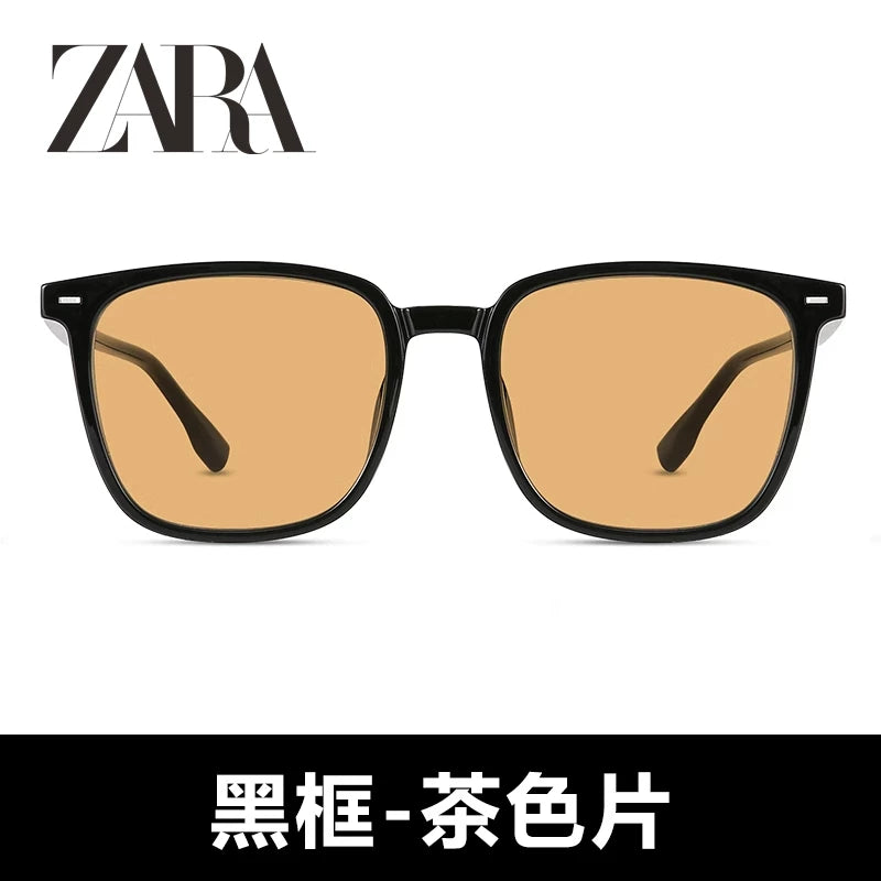 Zara qara çərçivəli qəhvəyi gün eynəyi yüksək səviyyəli 2026 yeni kişi və qadın anti-UV kvadrat çərçivəli retro gün eynəkləri