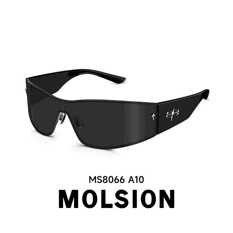 Mosen Moda İdman Günəş Eynəyi Əyri Gələcək Trendy Avanqard Baş Bandı Güzgü Günəşdən Qoruyucu Günəş Eynəyi MS8066
