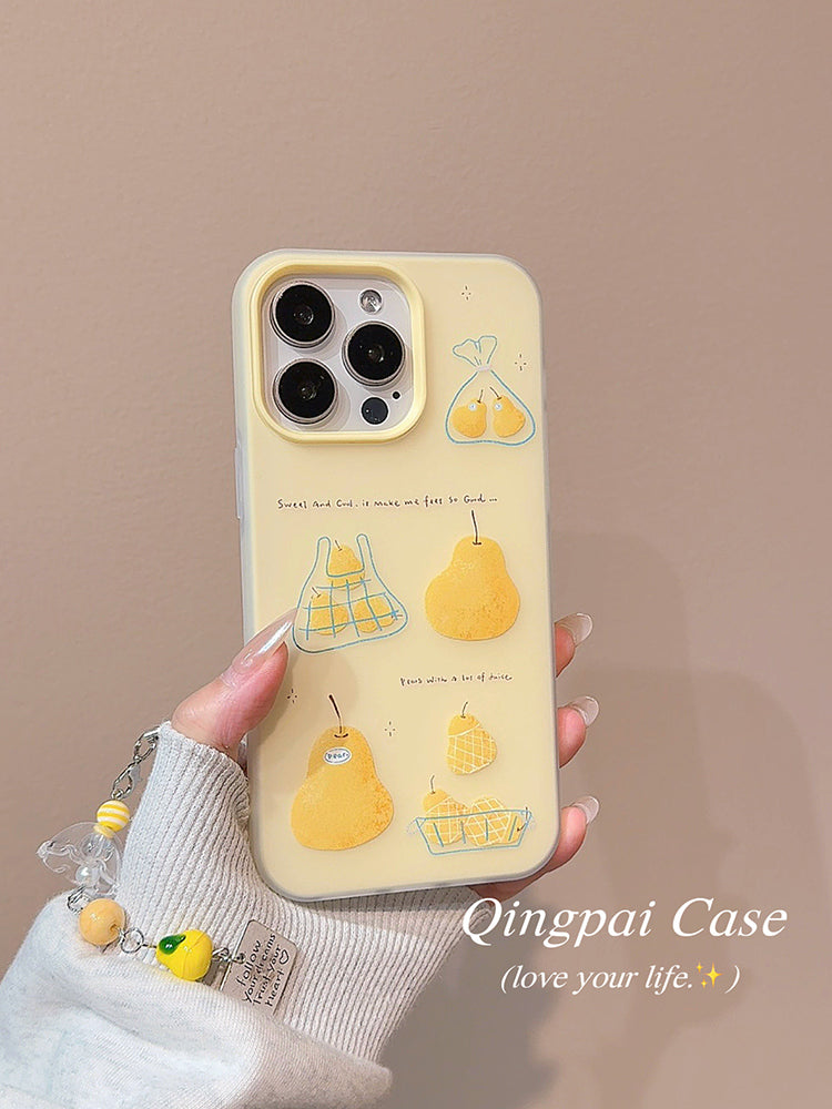 Qingpai ins niş sarı çanta armud kulon Apple 17promax cib telefonu qutusu iphone16 yeni 15pro qadın modeli 14 ikisi birdə 13 Koreya stili 12 mağaza kəşfiyyatı 11 hər şey daxil sərt qabıq