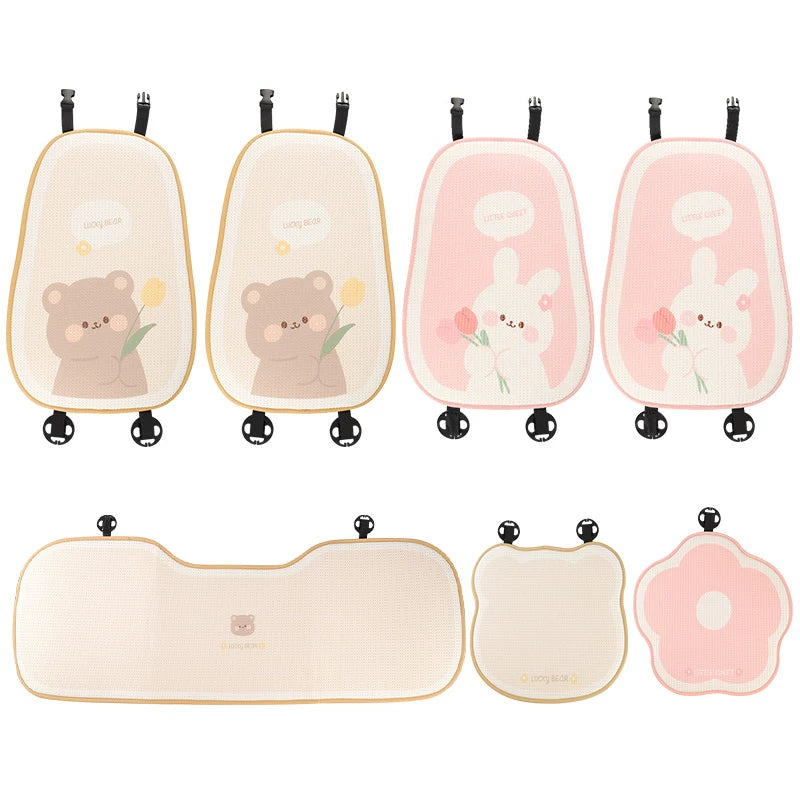 Car seat cushion, summer ice silk cooling cushion, cute one-piece for girls, all-season, back seat cover.