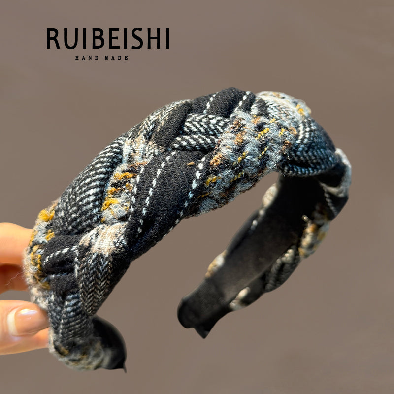 Honkonq üslubunda qadınlar üçün retro hörülmüş saç sancağı, hündür tac, böyüklər üçün üst geyim, geniş kənarlı baş bandı, üz yumaq üçün saç basan baş bandı.