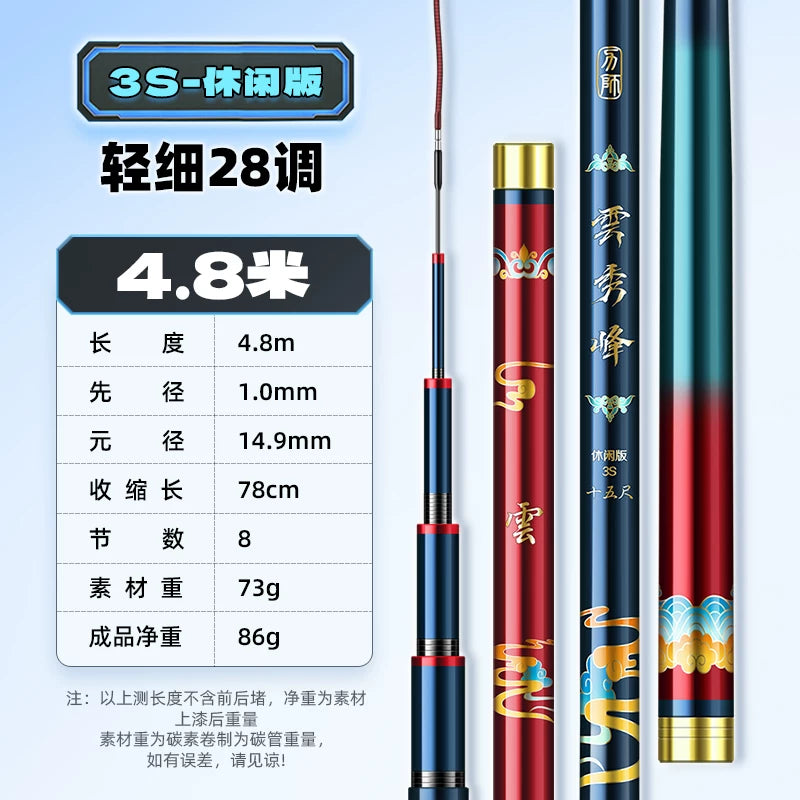 Yunxiufeng balıqçı çubuğu 19 tənzimlənən qısa hissəli balıqçı çubuğu 28 tənzimlənən əl çubuğu karbon ultra yüngül ultra sərt sazan çubuğu crucian sazan çubuğu