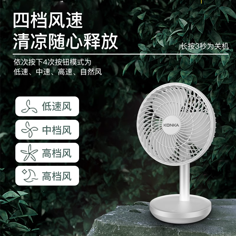Konka kiçik fan masa üstü elektrikli fan USB şarj portativ kiçik yüksək külək tələbə yataqxanası masa üstü ev