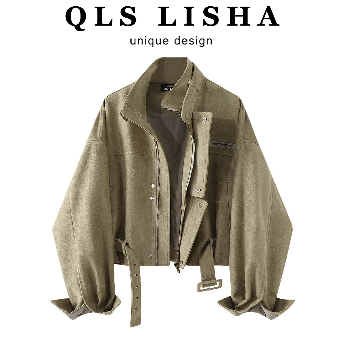 Cholisa Motosiklet Stilində Zamşa İş Gödəkçəsi Qadın Payız və Qış Yeni Amerika Sərin və Dəbli Gündəlik Yaxalıqlı Qısa Gödəkçə