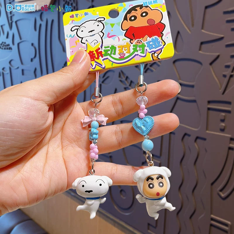 Orijinal Crayon Shin-chan Kiçik Burun Tutucu Telefon Zənciri 2025 Yeni Stil Qulaqlıq Avtomobil Açar Zənciri Sırt Çantası Kulon Açar Zənciri