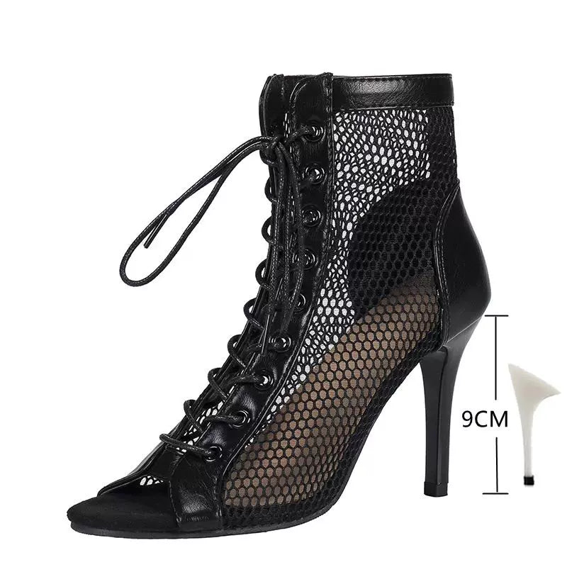 Sandalet Hollow Mesh Heels qadın ayaqqabıları Yay 2023 rend Bla