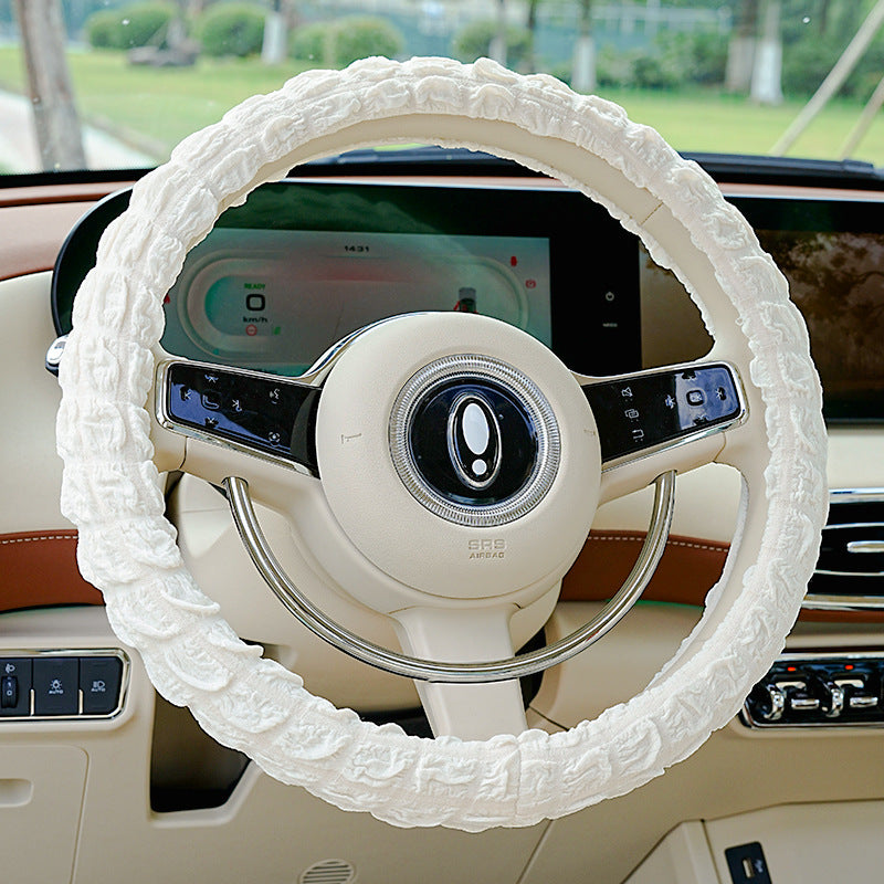 Car steering wheel cover, fabric with exaggerated pattern, non-slip and sweat-absorbent, goddess style car steering wheel cover.