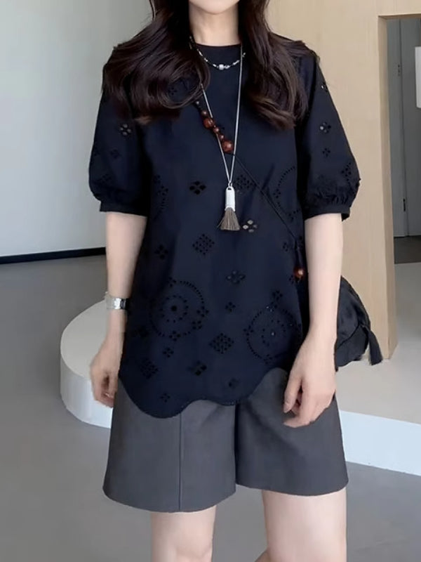 Böyük ölçülü, təmiz pambıq dizaynlı, Çin üslubunda içi boş, qısaqol köynək, yay, geniş bədən quruluşlu, arıqladıcı və gözəl görünüşlü.