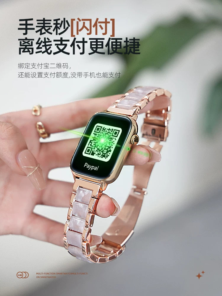 Qadınlar üçün Huaqiangbei s8 ağıllı saat, ödəniş, qəbul və zəng, qadınlar üçün çoxfunksiyalı NFC qatran tikişli idman qolbağı